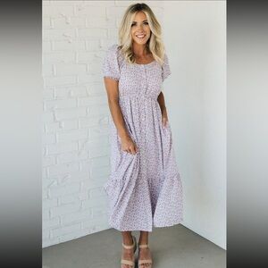 Hayden Light Purple Floral Midi Dress